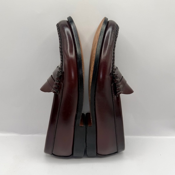 Sz 8.5 D BASS "BRADFORD" MAINE, USA Men's Burgundy Leather Shoes, Penny Loafers - Picture 6 of 10